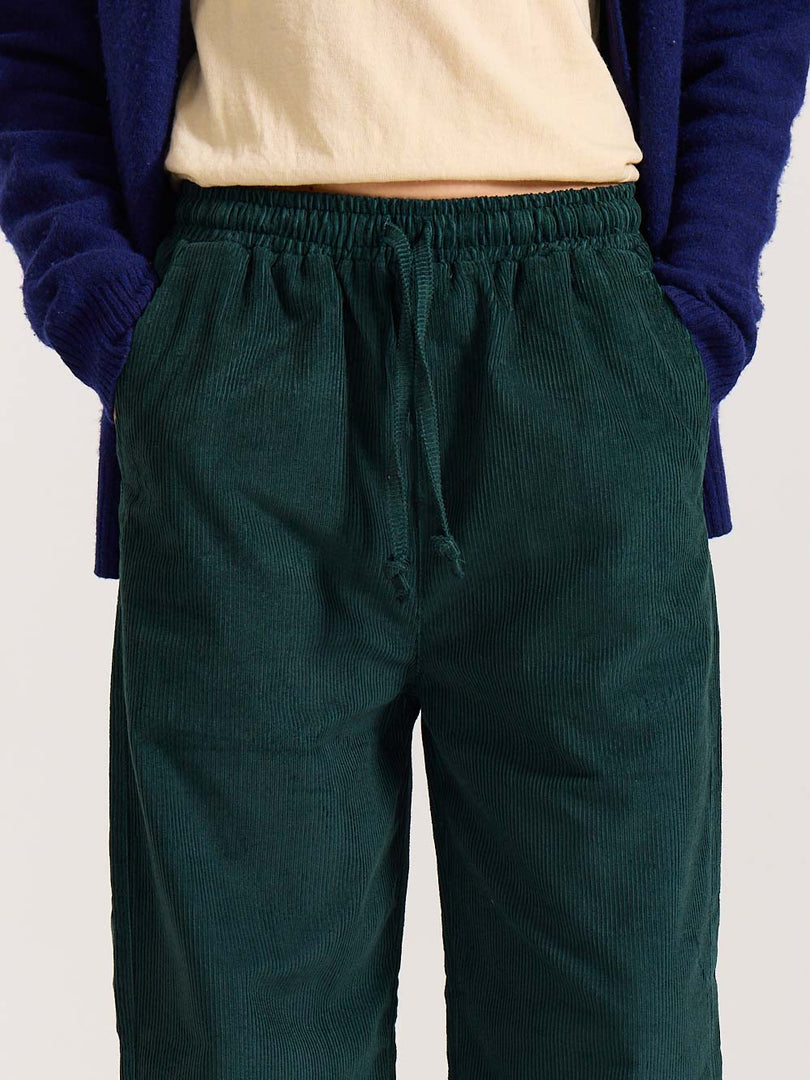 Teal Green Corduroy Pull-on Pants
