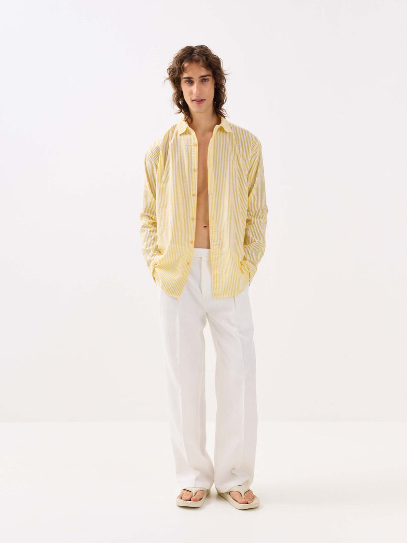 Yellow Striped Seersucker Shirt ( Pre-Order )