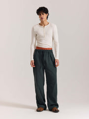 Teal Green Gauze Pull-on Pants