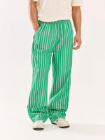 Load image into Gallery viewer, Green Striped Poplin Pull-on Pants
