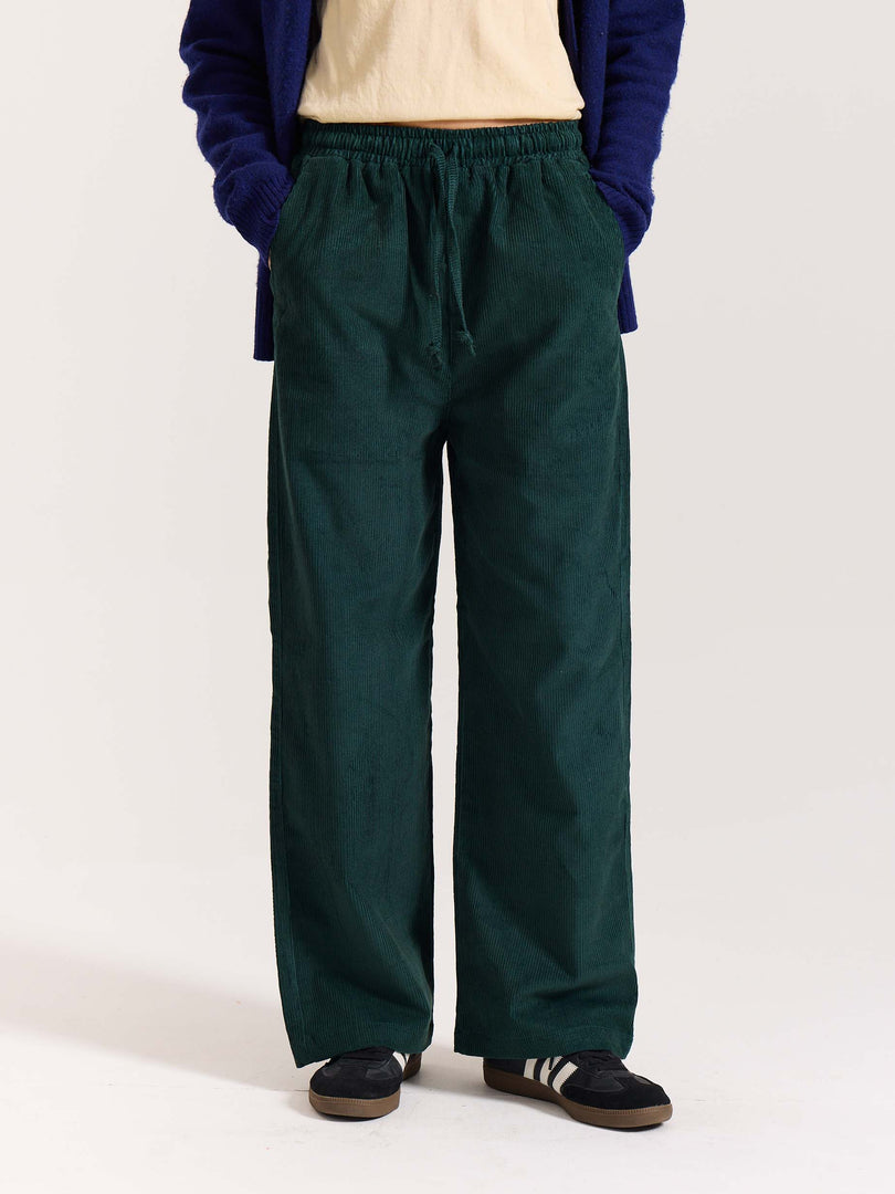 Teal Green Corduroy Pull-on Pants