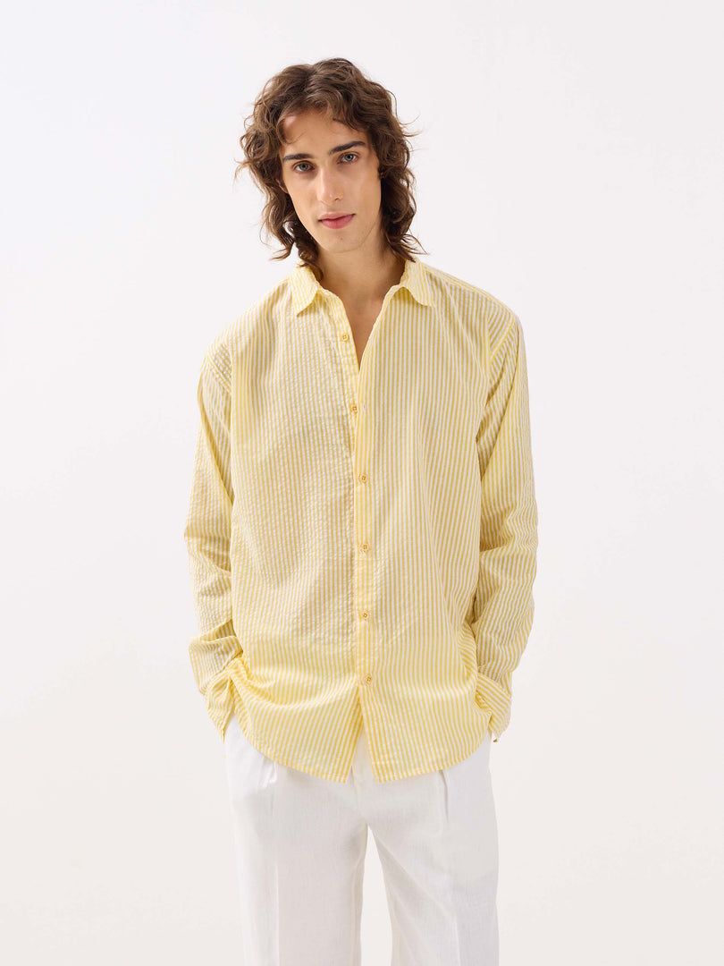 Yellow Striped Seersucker Shirt ( Pre-Order )
