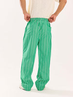 Load image into Gallery viewer, Green Striped Poplin Pull-on Pants
