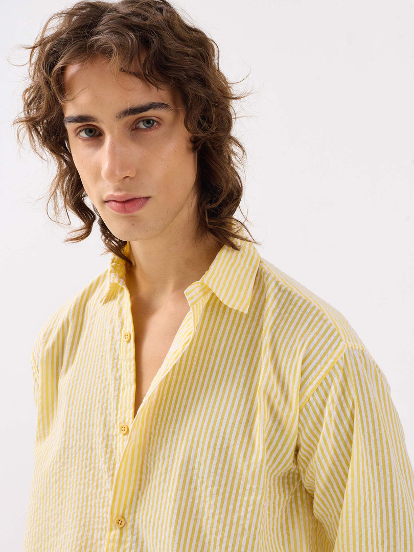 Yellow Striped Seersucker Shirt ( Pre-Order )