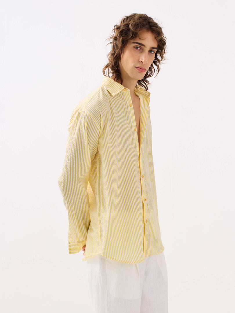 Yellow Striped Seersucker Shirt ( Pre-Order )