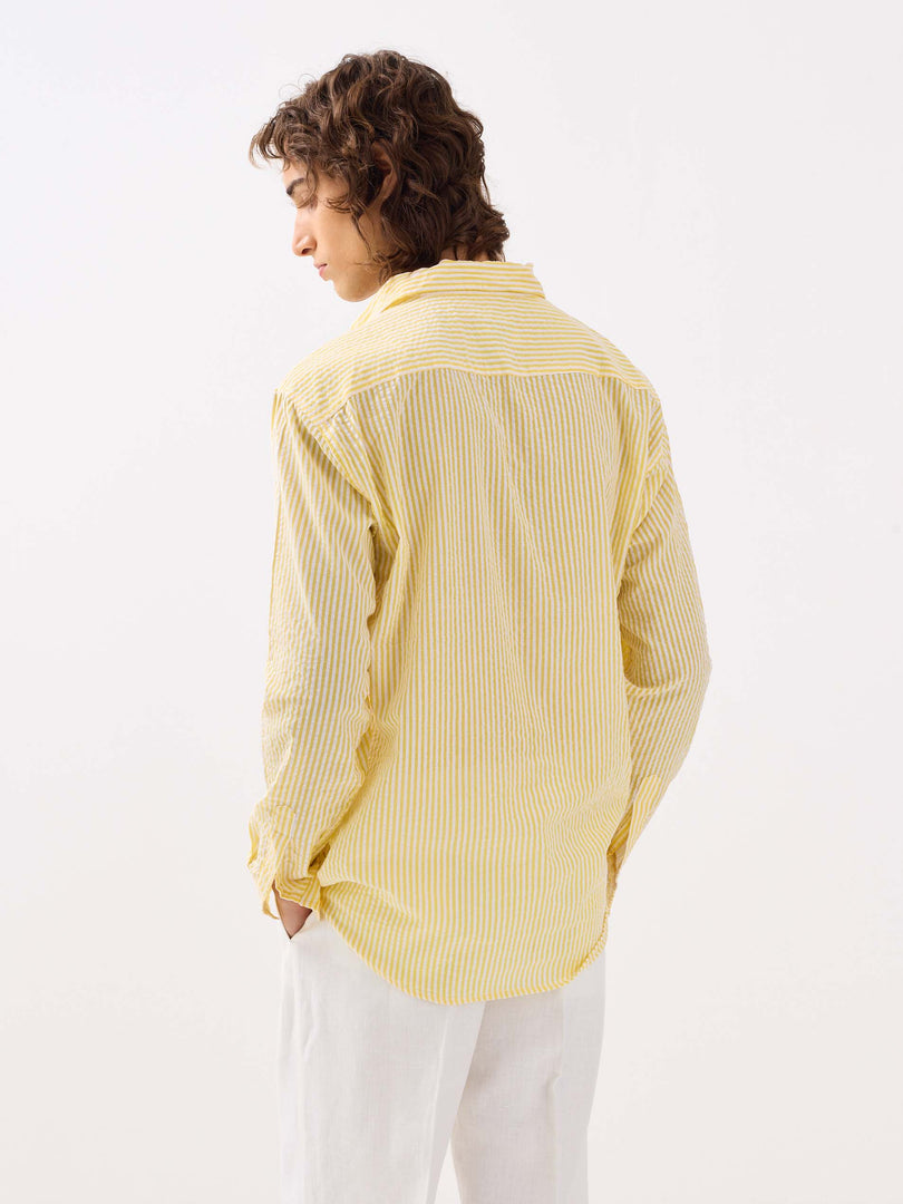 Yellow Striped Seersucker Shirt ( Pre-Order )