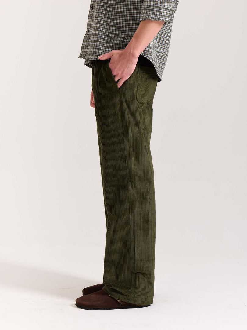 Olive Green Corduroy Pull-on Pants