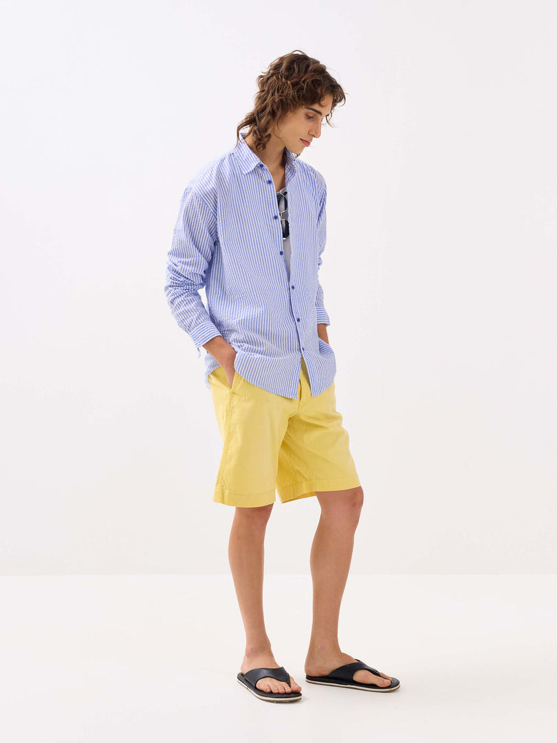 Blue Striped Seersucker Shirt
