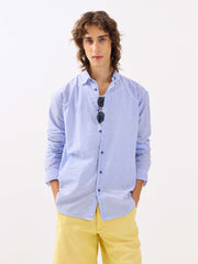 Blue Striped Seersucker Shirt