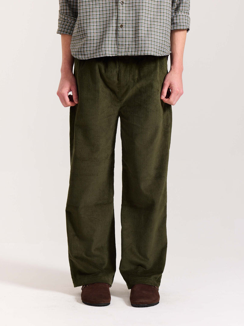 Olive Green Corduroy Pull-on Pants