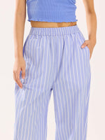 Load image into Gallery viewer, Powder Blue Striped Poplin Pull-on Pants
