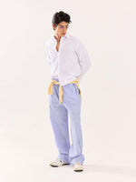 Load image into Gallery viewer, Powder Blue Striped Poplin Pull-on Pants
