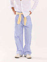Load image into Gallery viewer, Powder Blue Striped Poplin Pull-on Pants
