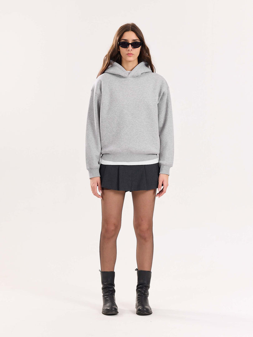 Marl Grey Cropped Fit Hoodie ( Pre-Order )