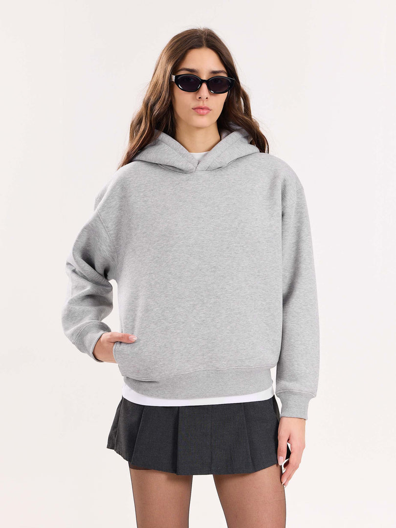 Marl Grey Cropped Fit Hoodie ( Pre-Order )