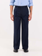 Dark Blue Pinstriped Baggy Fit Trousers