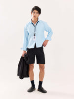 Load image into Gallery viewer, Sky Blue Oversized Cropped Shirt (Pre-Order)
