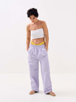 Load image into Gallery viewer, Lavender Striped Oxford Pull-on Pants
