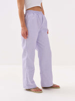 Load image into Gallery viewer, Lavender Striped Oxford Pull-on Pants

