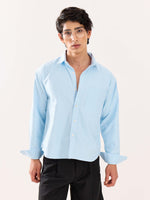 Load image into Gallery viewer, Sky Blue Oversized Cropped Shirt (Pre-Order)
