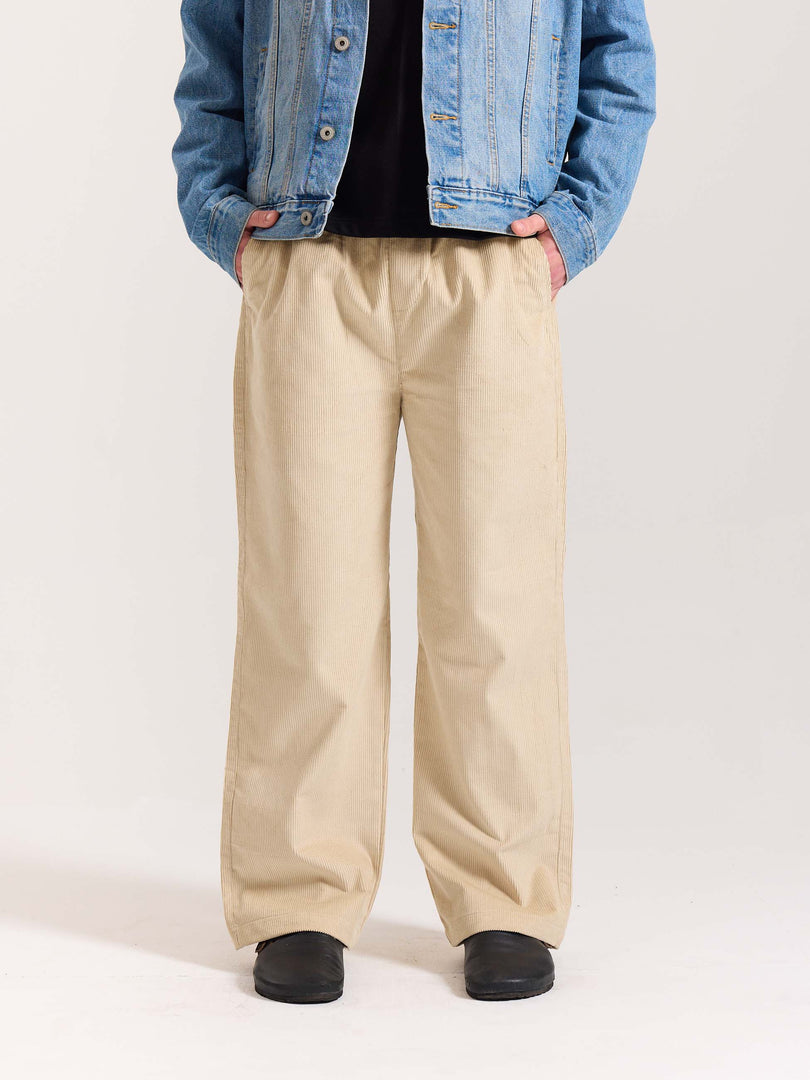 Beige Corduroy Pull-on Pants