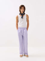 Load image into Gallery viewer, Lavender Striped Oxford Pull-on Pants
