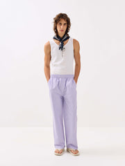 Lavender Striped Oxford Pull-on Pants