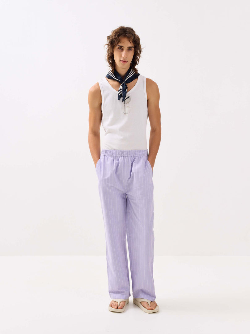 Lavender Striped Oxford Pull-on Pants