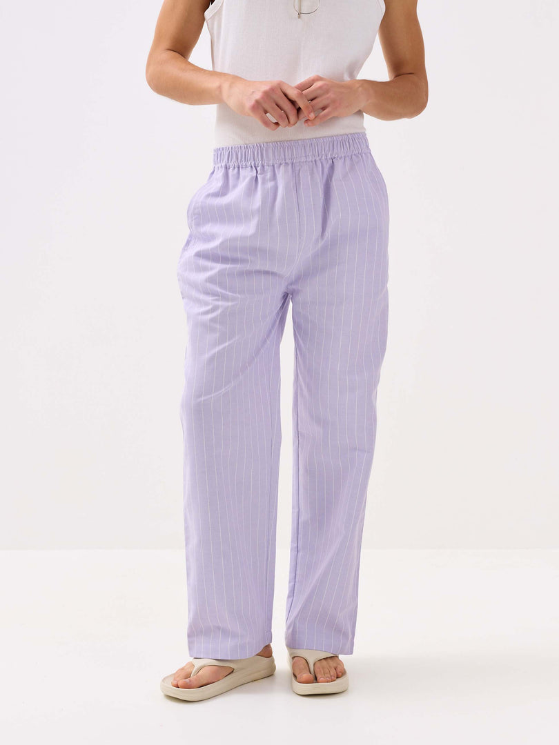 Lavender Striped Oxford Pull-on Pants
