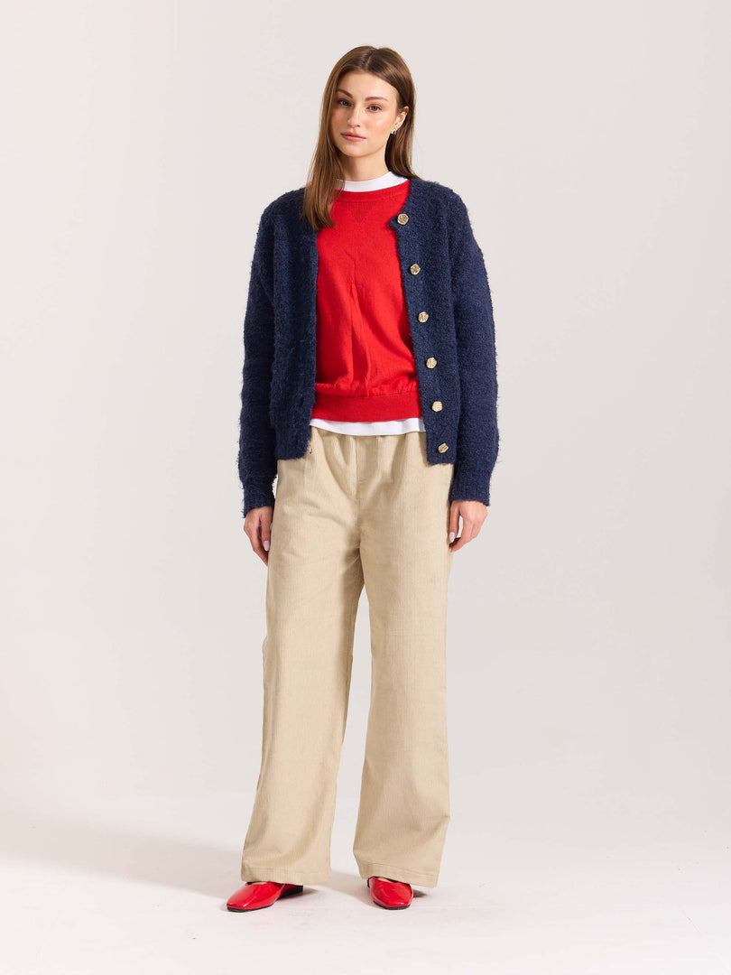 Beige Corduroy Pull-on Pants