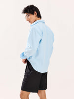 Load image into Gallery viewer, Sky Blue Oversized Cropped Shirt (Pre-Order)
