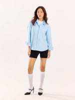 Load image into Gallery viewer, Sky Blue Oversized Cropped Shirt (Pre-Order)
