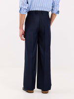 Load image into Gallery viewer, Dark Blue Pinstriped Baggy Fit Trousers
