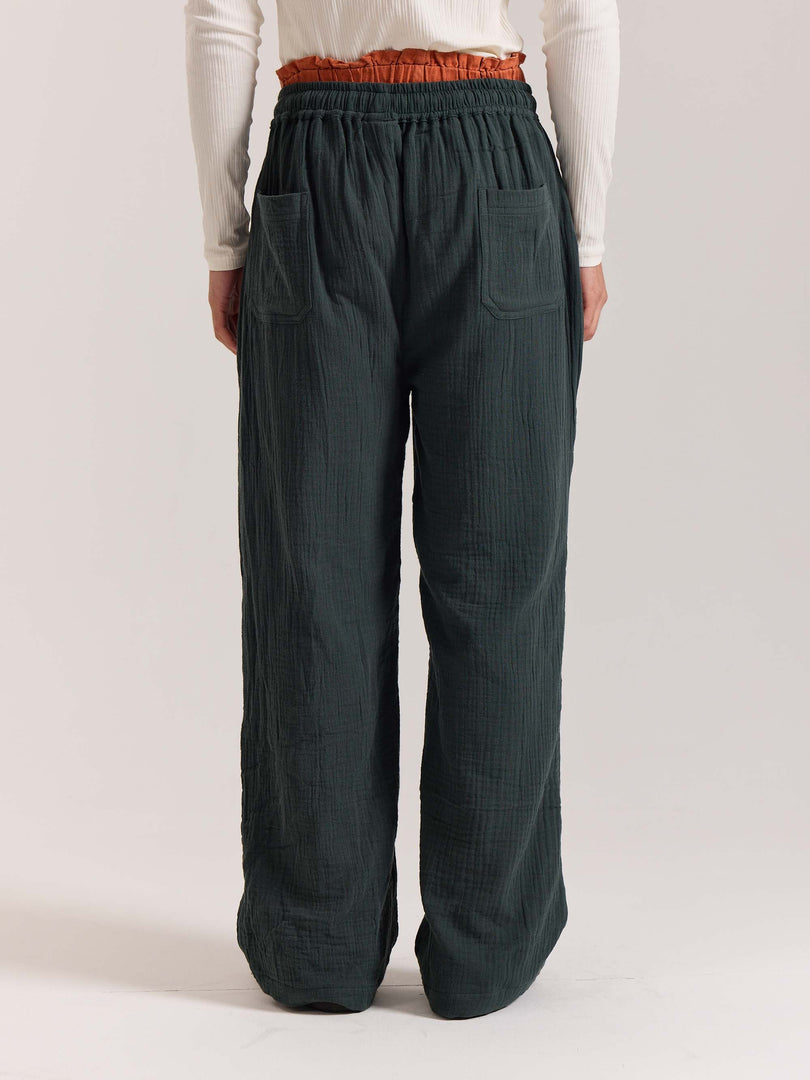 Teal Green Gauze Pull-on Pants
