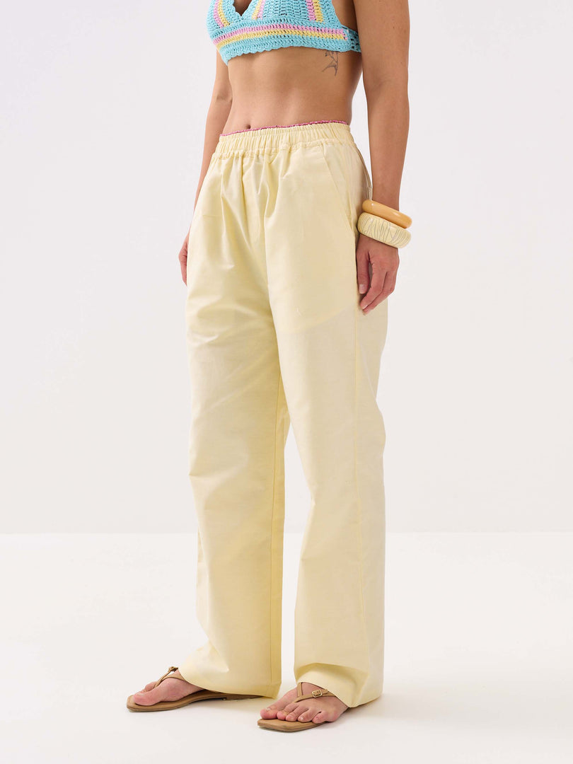 Lemon Yellow Oxford Pull-on Pants
