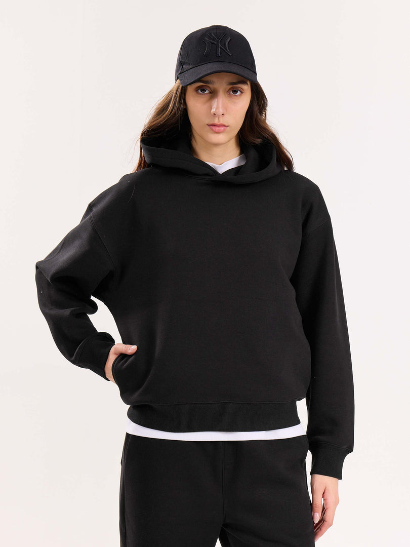 Black Cropped Fit Hoodie ( Pre-Order )
