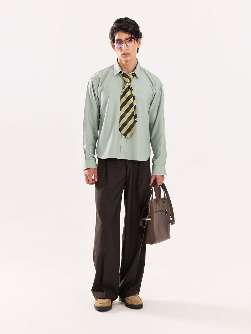 Green Oversized Cropped Shirt (Pre-Order)