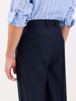 Load image into Gallery viewer, Dark Blue Pinstriped Baggy Fit Trousers
