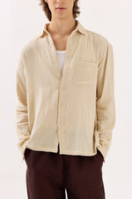 Load image into Gallery viewer, Light Beige Gauze Holiday Shirt
