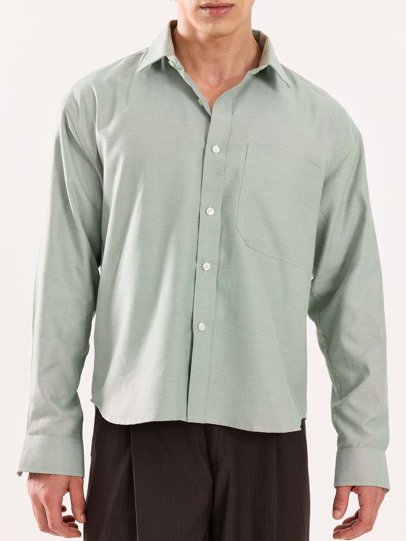 Green Oversized Cropped Shirt (Pre-Order)