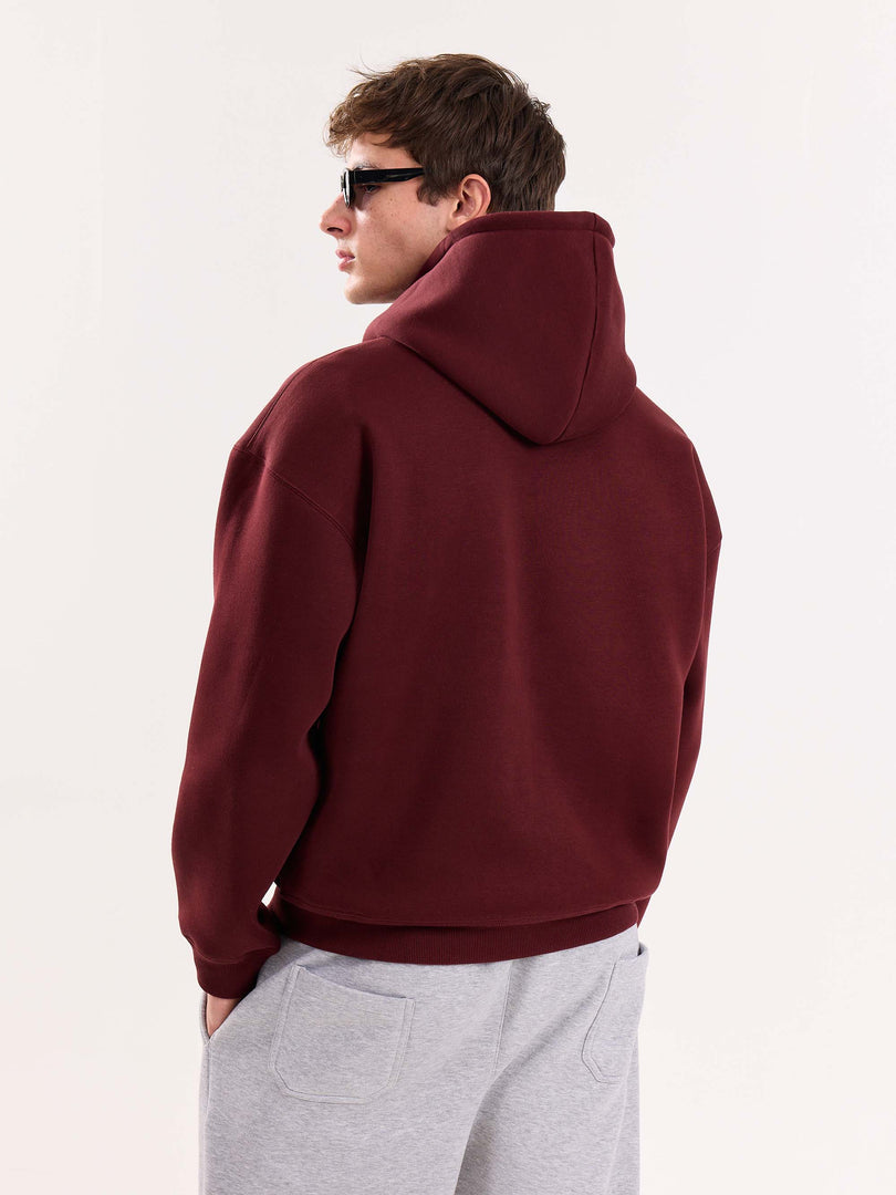 Burgundy Cropped Fit Hoodie ( Pre-Order )