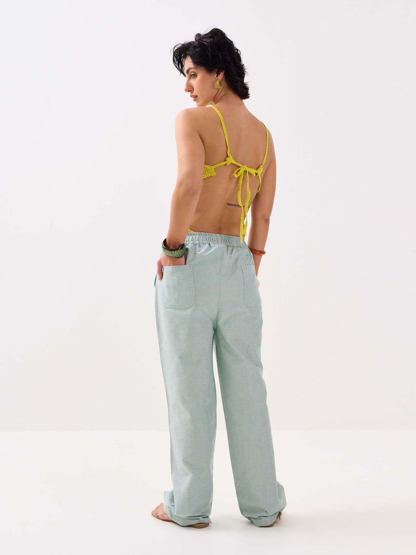 Green Oxford Pull-on Pants