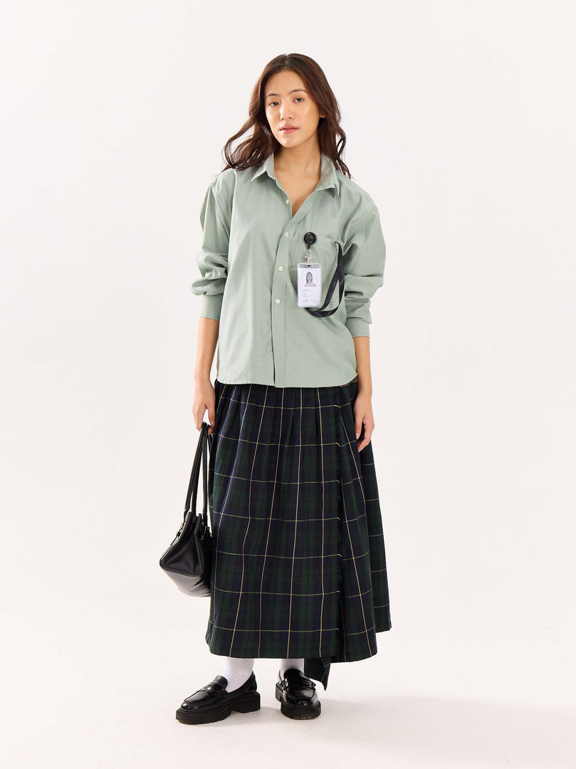Green Oversized Cropped Shirt (Pre-Order)