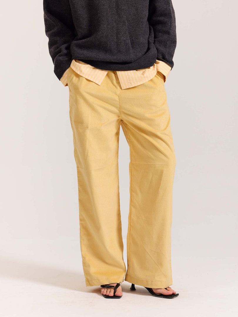 Butter Yellow Corduroy Pull-on Pants