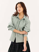 Load image into Gallery viewer, Green Oversized Cropped Shirt (Pre-Order)

