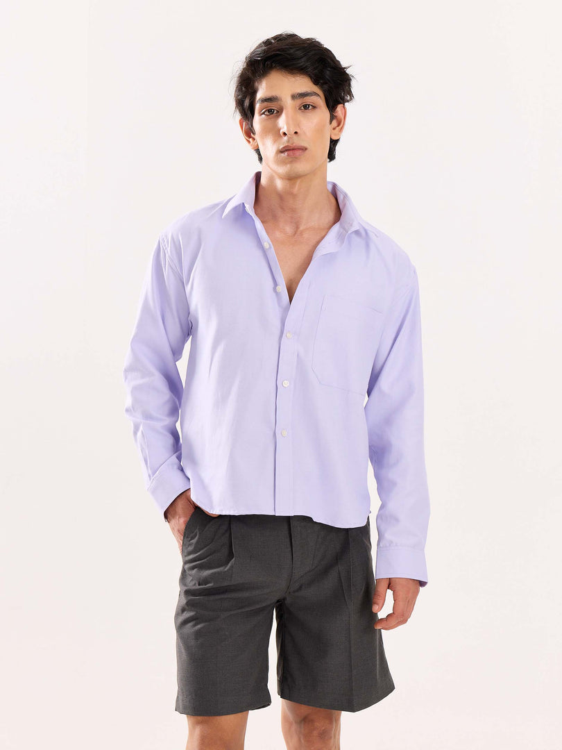 Lavender Oversized Cropped Shirt (Pre-Order)