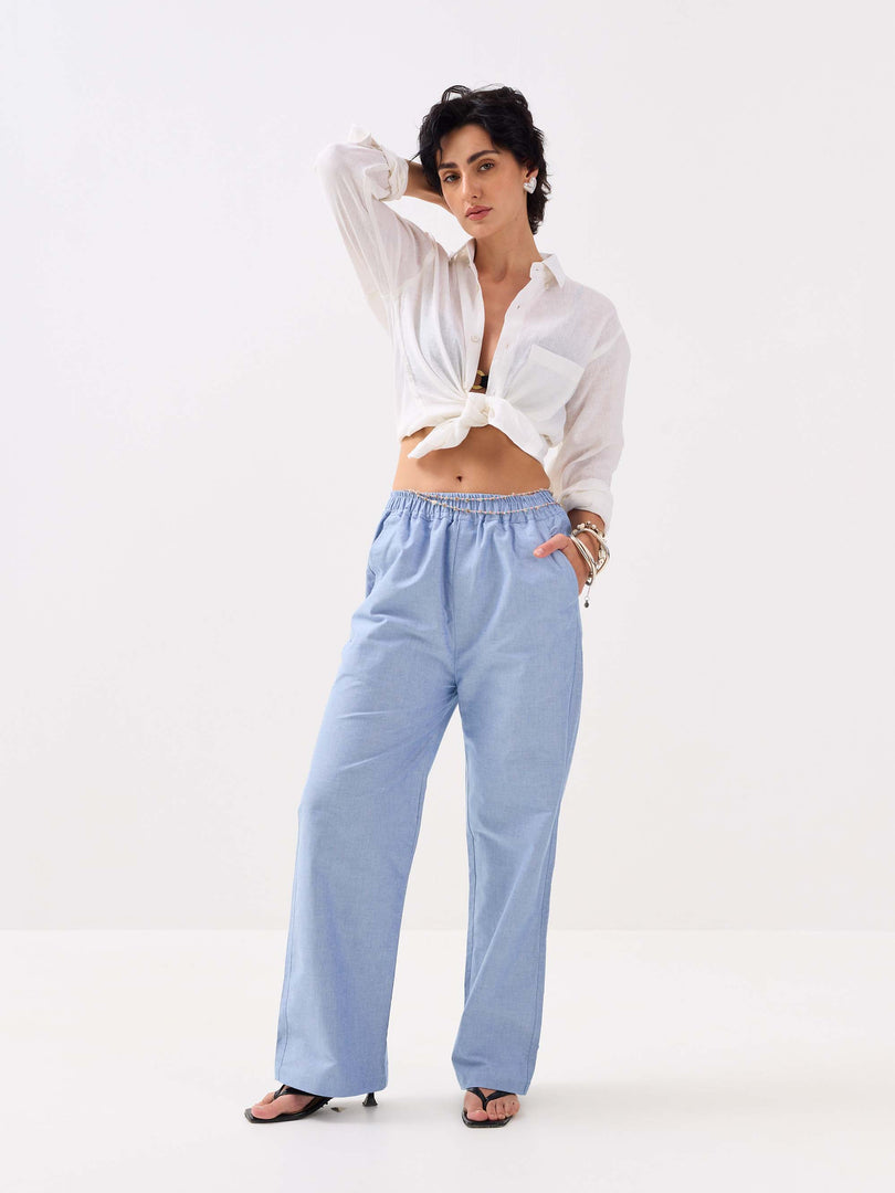 Blue Oxford Pull-on Pants