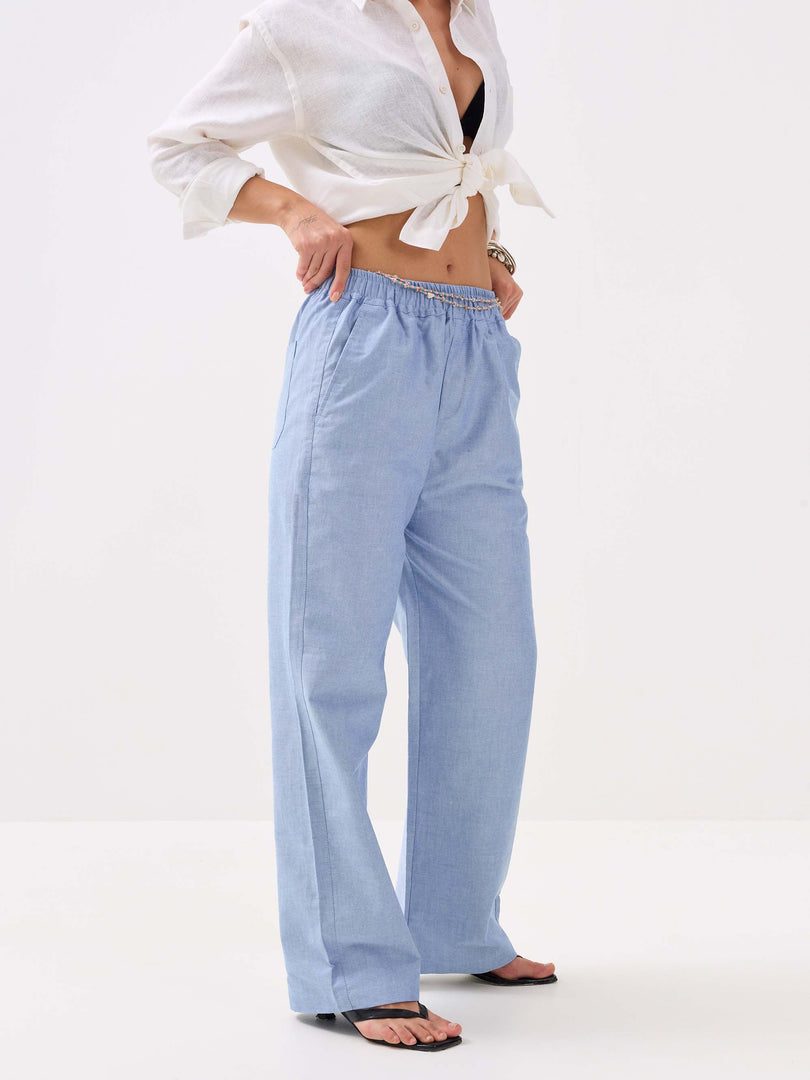 Blue Oxford Pull-on Pants