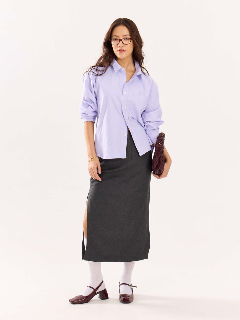 Lavender Oversized Cropped Shirt (Pre-Order)