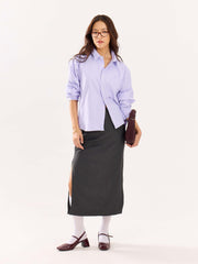 Lavender Oversized Cropped Shirt